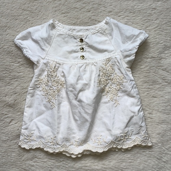 Oshkosh | White Embroidered Puff Sleeve Blouse | 18 Months - Picture 1 of 14